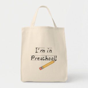 Tote Bag École maternelle rayée de papier et de crayon