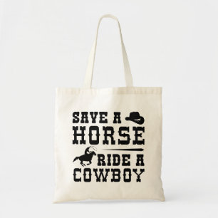 Tote Bag Économisez Une Promenade À Cheval Sur Un Cowboy