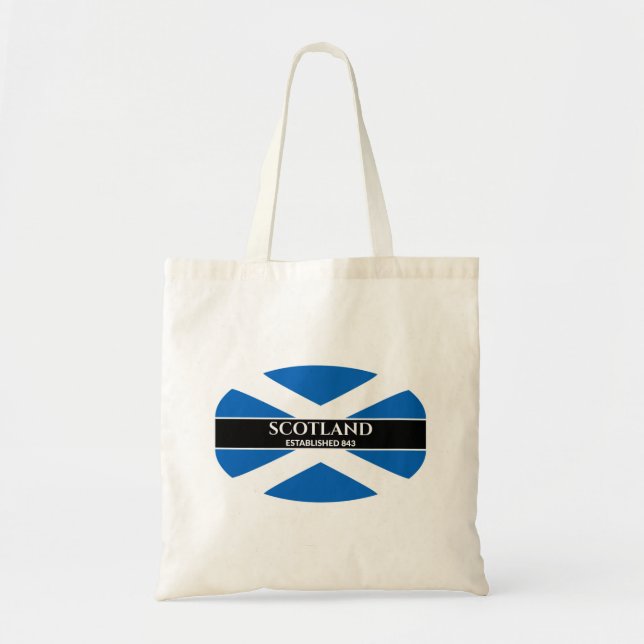 Tote Bag Écosse Établi 843 Blue Saltire White Text (Devant)