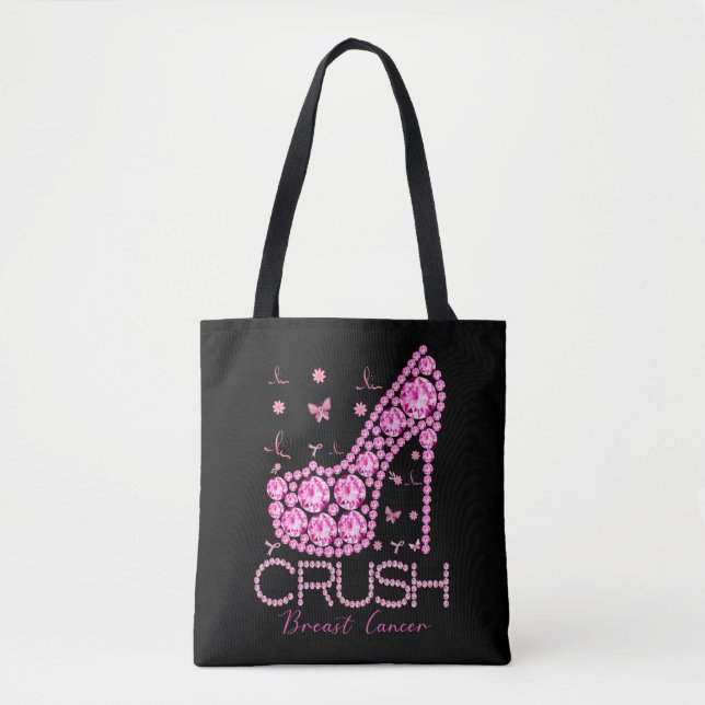 Tote Bag Écraser le cancer du sein Sensibilisation Bling ro (Devant)