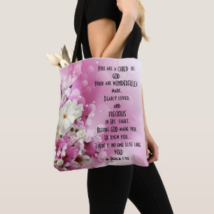 Tote Bag Écriture Enfant de Dieu Floral