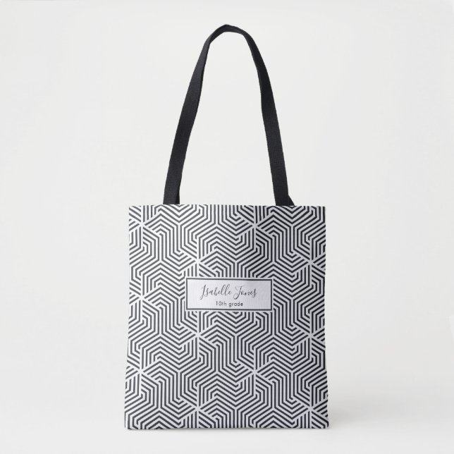 Tote Bag écriture géométrique stylisée université personnal (Devant)