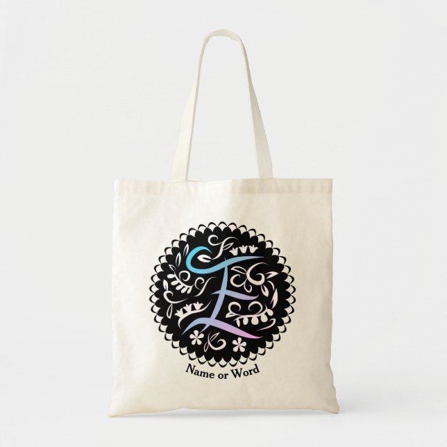 Tote Bag Écriture manuscrite Alphabet E Monogramme (Devant)