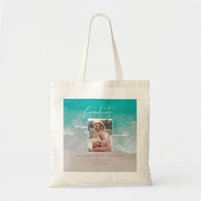 Tote Bag Écriture moderne de la graduation photo sur la pla (Devant)