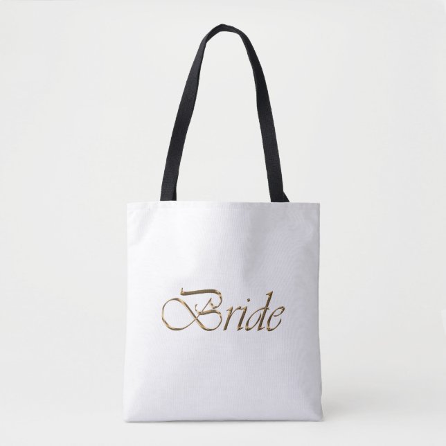 Tote Bag Écriture or blanc marié élégant chic (Devant)