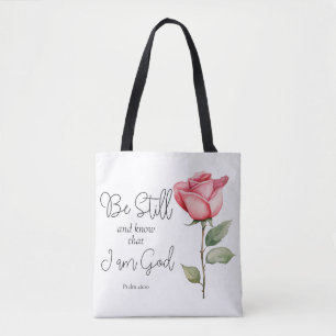 Tote Bag Écriture Soyez toujours et Sachez que je suis Dieu