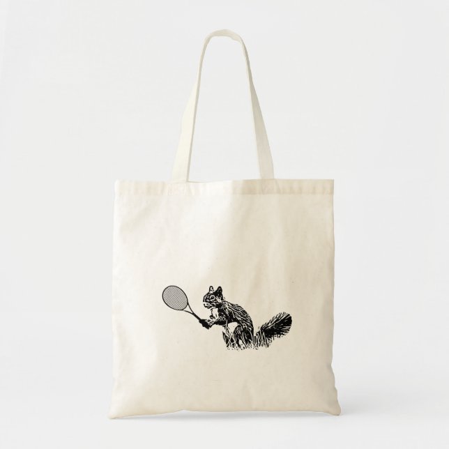 Tote Bag Écureuil Avec Raquette De Tennis (Devant)