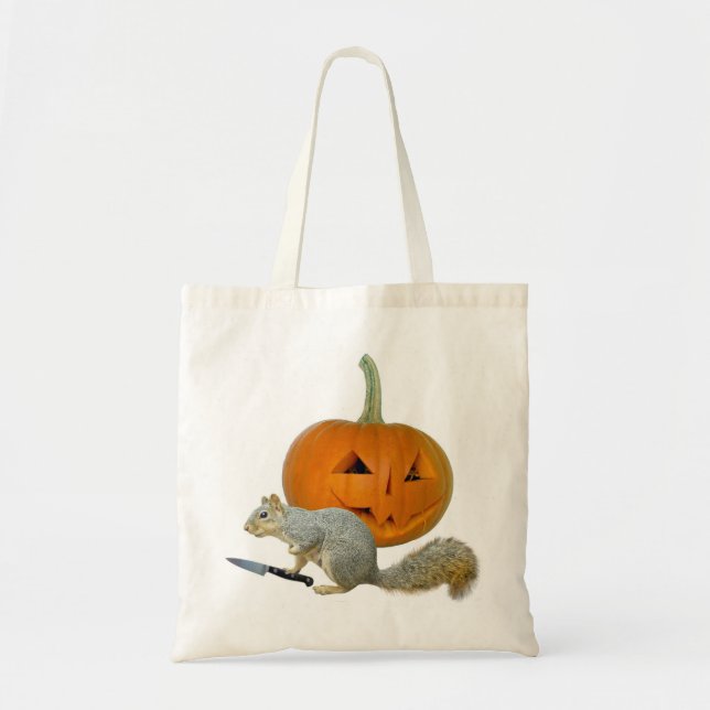 Tote Bag Écureuil découpant le citrouille (Devant)