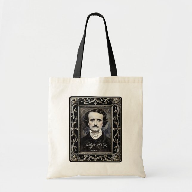 Tote Bag Edgar Allan Poe Gothique Halloween & Samhain Budge (Devant)