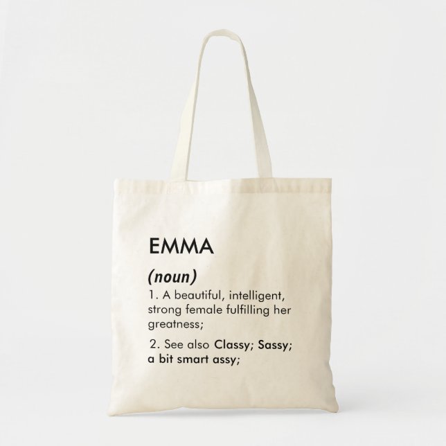 Tote Bag Editable Emma name definition, custom name (Devant)