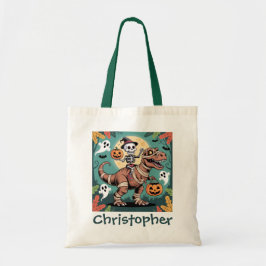 Tote Bag Éffrayant Dino Rider - Squelette sur Mummy T-Rex