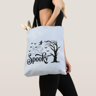 Tote Bag Éffrayant Fantômes Bats Ciel Bleu Nuages Halloween
