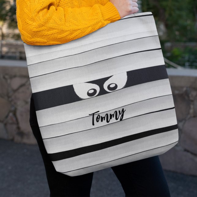 Tote Bag Éffrayant Monster Mummy Eyes Personnalisé (Halloween cute custom tote bags. )