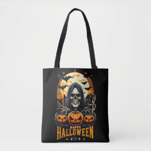 Tote Bag Éffrayante faucheuse Jack O' Lanterns Bats Hallowe