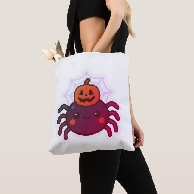 Tote Bag Éffrayante mignonne Kawaii Araignée d'Halloween (De près)