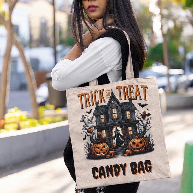 Tote Bag Éffrayante nuit d'Halloween à la fête de la maison (Créateur téléchargé)