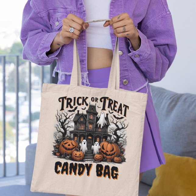 Tote Bag Éffrayante nuit d'Halloween avec citrouilles et fa (Créateur téléchargé)