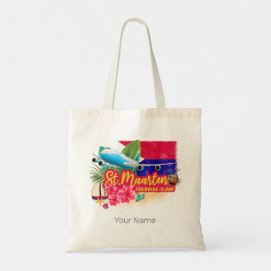 Tote Bag Église Saint-Maarten Retro Caribbean Vintage Islan