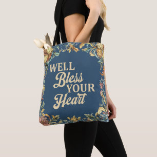 Tote Bag Eh bien, bénissez votre cœur, style sudiste, flora