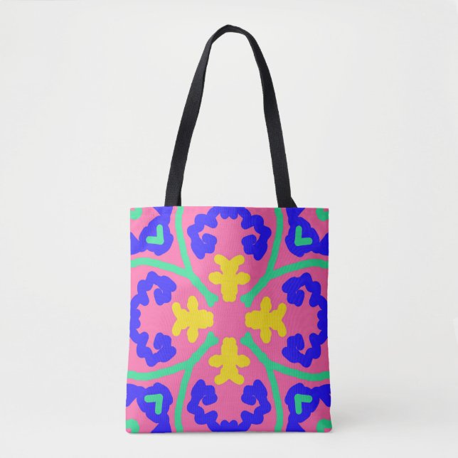 Tote Bag, Ein lebendiges, elegantes, vielfarbiges  Tasche (Vorderseite)