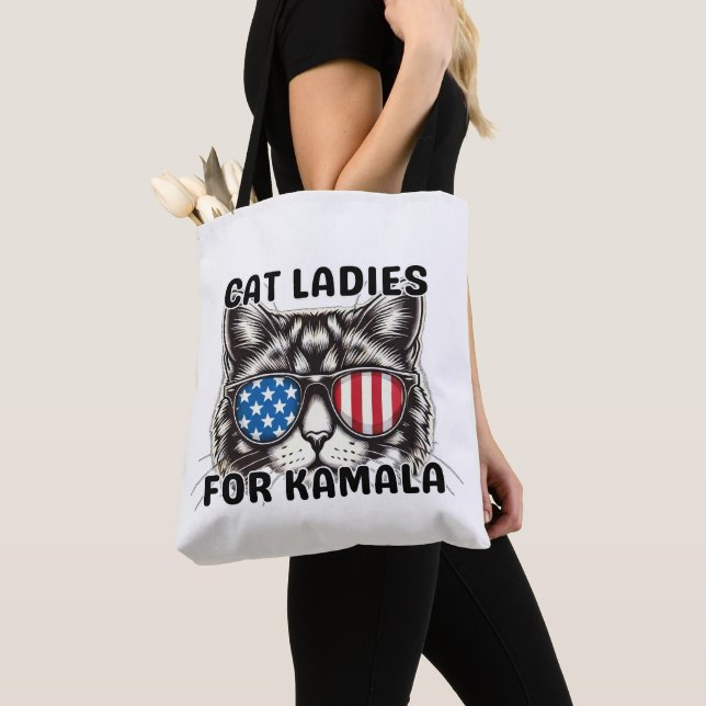 Tote Bag Élection 2024 Chat Ladies pour Kamala politique dr (De près)