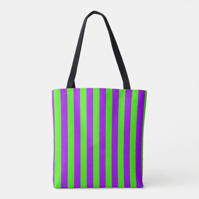 Tote Bag Électrique Psychédélique violet et arlequin vert (Dos)