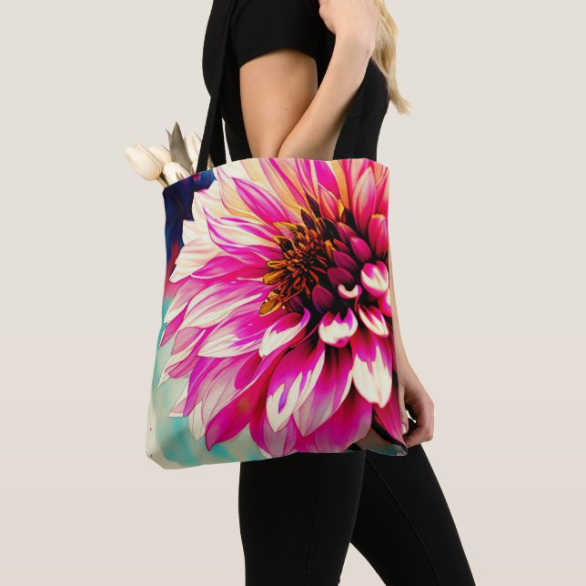 Tote Bag Élégance de l'aquarelle de Dahlia (De près)