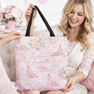 Tote Bag Élégance de mariage à talons hauts rose