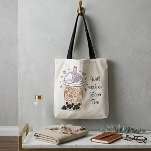Tote Bag élégance grâce vue bubble tea style nom personnali