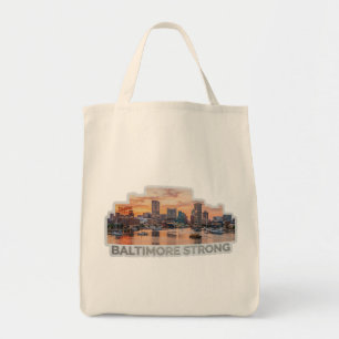 Tote Bag Élégance Métallique : l'Inner Harbor de Baltimore 