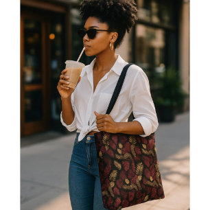 Tote Bag Elégance sauvage Monogramme Bourgogne & Or
