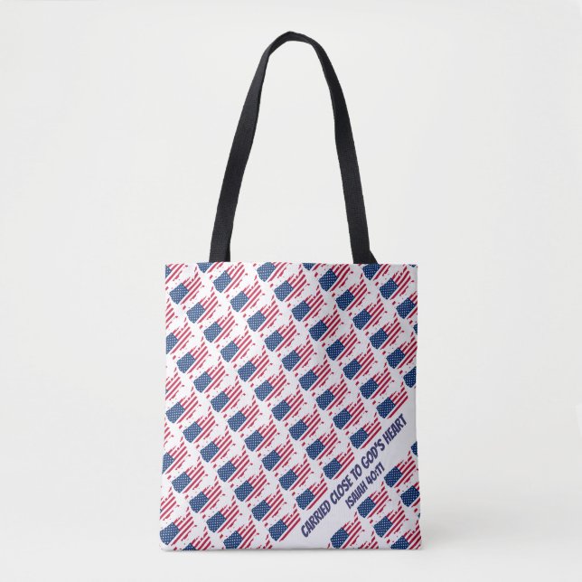 Tote Bag Élégant AMÉRIQUE AMÉRICAINE DRAPEAU Dieu coeur Isa (Devant)