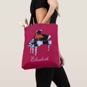 Tote Bag Elégant aquarelle Piano Thème Personnalisé