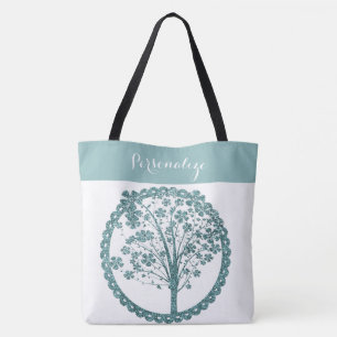 Tote Bag Élégant arbre à Parties scintillant bleue Zen Y