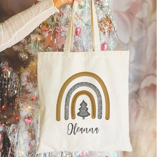 Tote Bag Élégant Arc-en-ciel de Noël Snowflakes