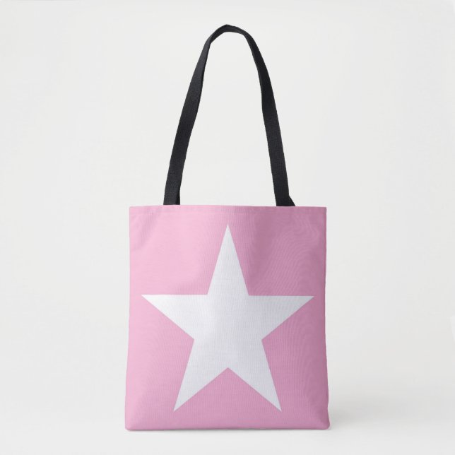 Tote Bag Elégant Blanc Star Design Moderne Cute Rose (Devant)