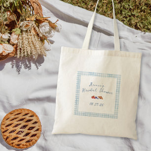 Tote Bag Elégant bleu En vichy Fête des mariées de brunch d