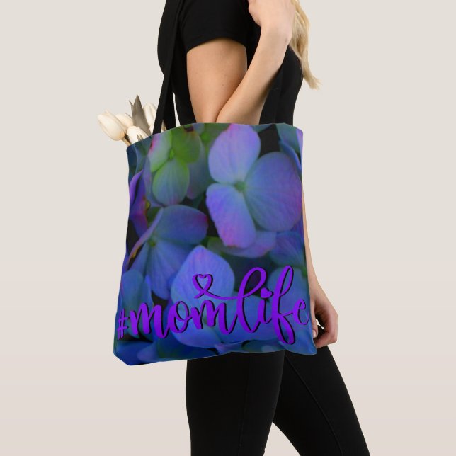 Tote Bag Élégant bleu pourpre bleu pourpre floral (De près)