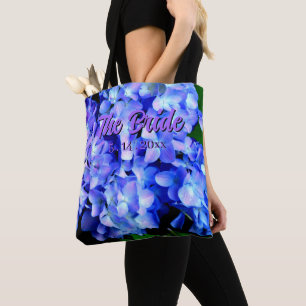 Tote Bag Élégant bleu violet clair magenta hydrangée floral