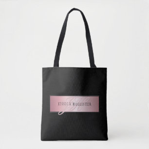 Tote Bag Elégant Blush Faux Rose Gold   Nom et initiales