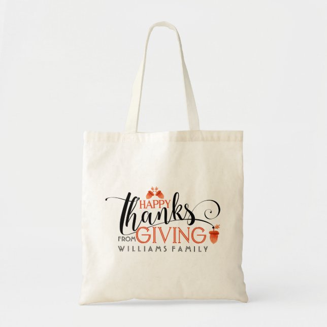 Tote Bag Elégant bon thanksgiving de conception de typograp (Devant)