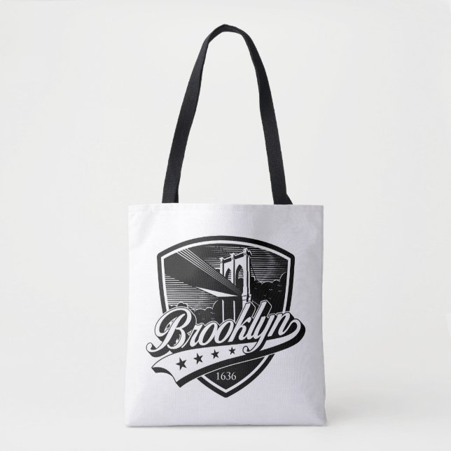 Tote Bag Élégant bouclier de Brooklyn et design Swoosh (Devant)