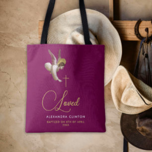 Tote Bag Élégant Bourgogne Gold Love Angel Calligraphie Typ