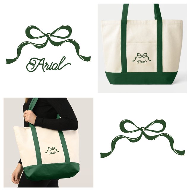 Tote Bag Élégant Bow à ruban vert (Créateur téléchargé)