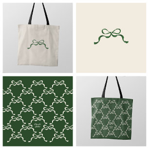 Tote Bag Élégant Bow à ruban vert