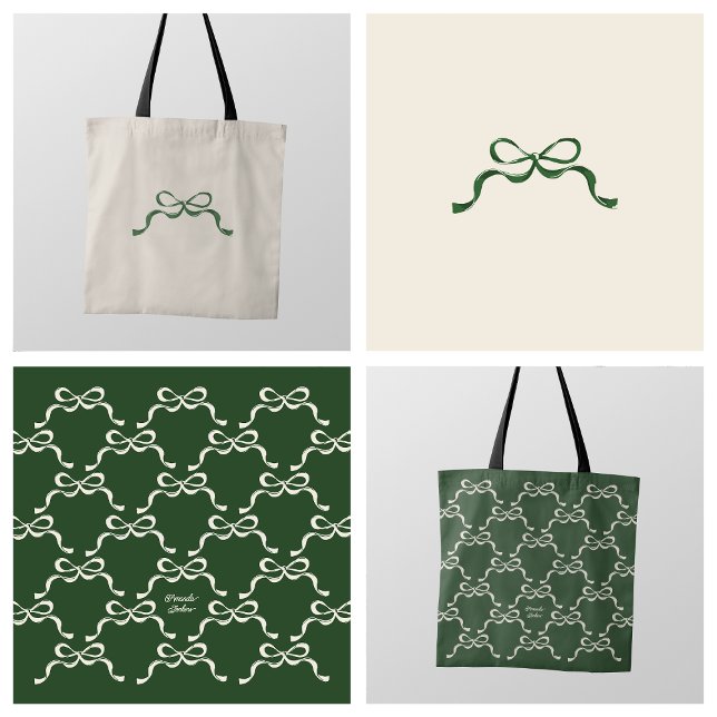 Tote Bag Élégant Bow à ruban vert (Créateur téléchargé)