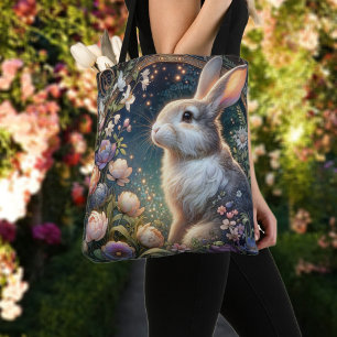 Tote Bag Elégant Bunny Floral Art Nouveau Pâques