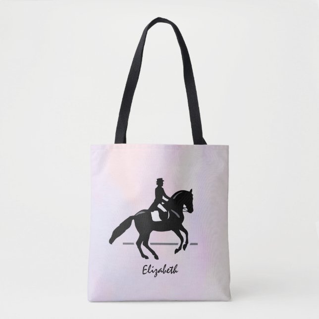 Tote Bag Elégant cavalier de Dressage sur un Arrière - plan (Devant)