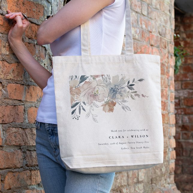 Tote Bag Elégant Chic Blush Aquarelle Floral Mariage (Créateur téléchargé)