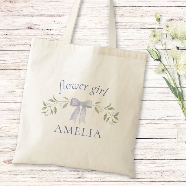 Tote Bag Élégant Chic Bow Floral Personnalisé Fleur Girl (Créateur téléchargé)